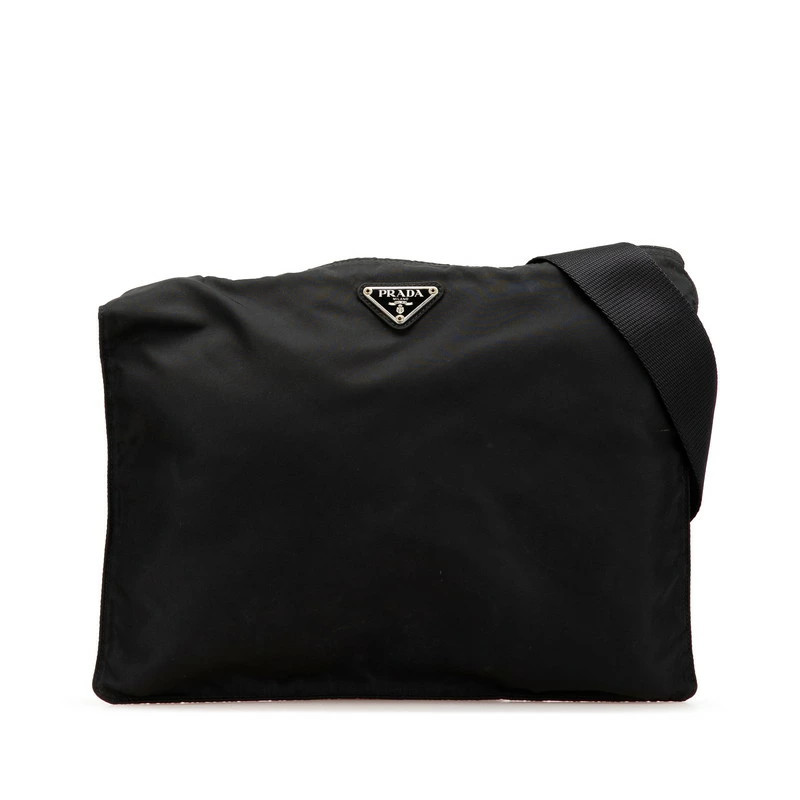 Prada Black Nylon Triangle Logo Crossbody Shoulder Bag Y0810 Pre-Owned
