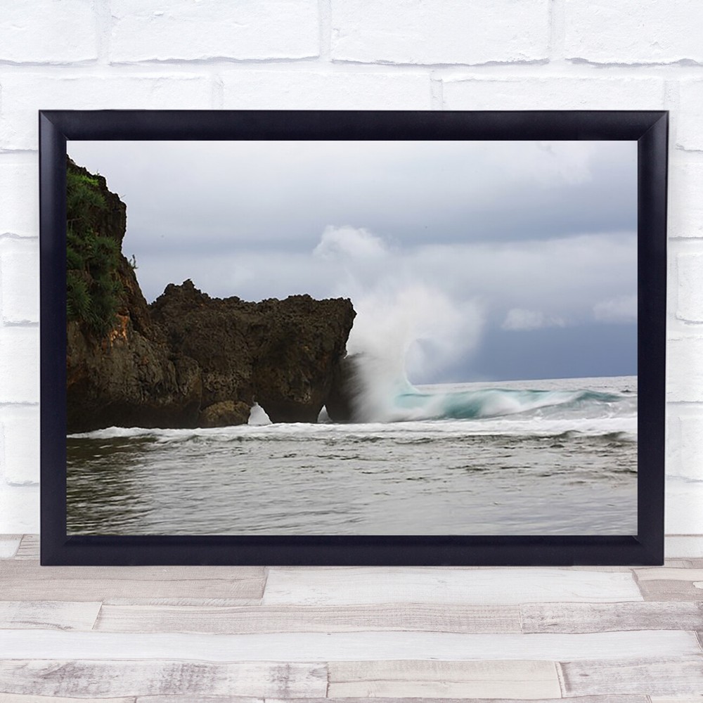 Splash Sea Waves Cliffs Wall Art Print