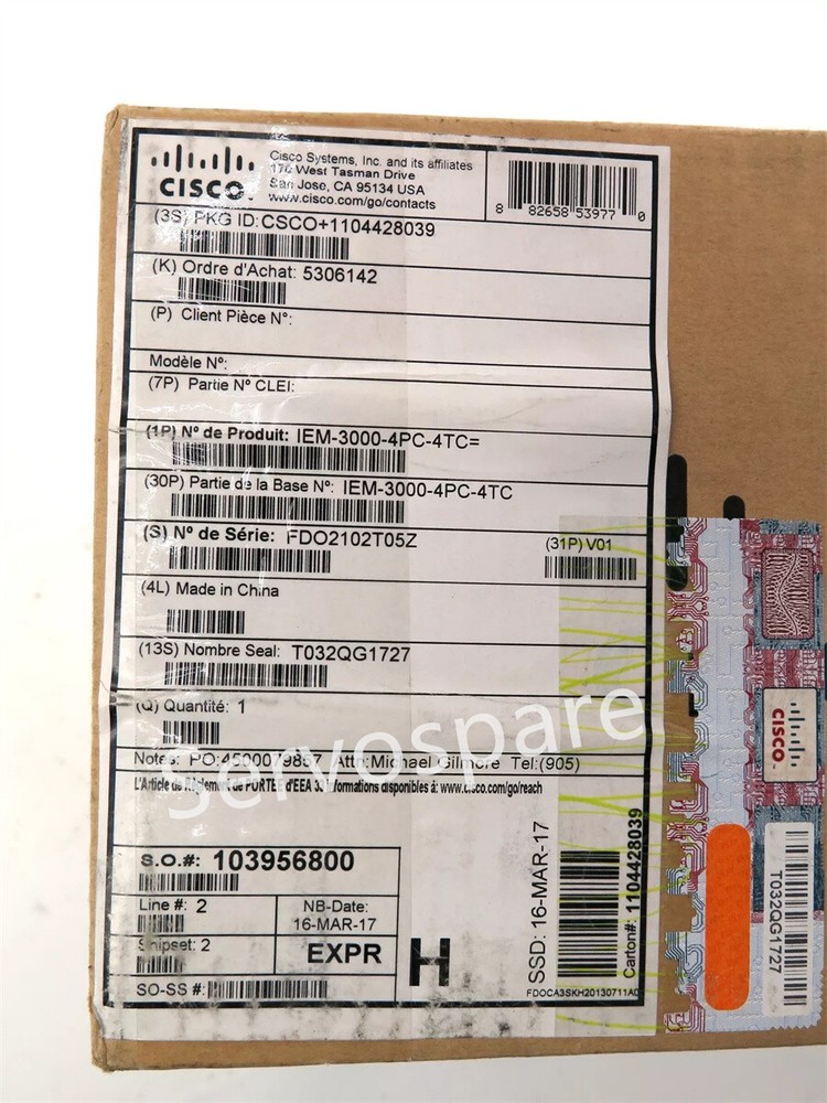 1PC NEW Cisco IEM-3000-4PC 4-Por PoE Expansion Module