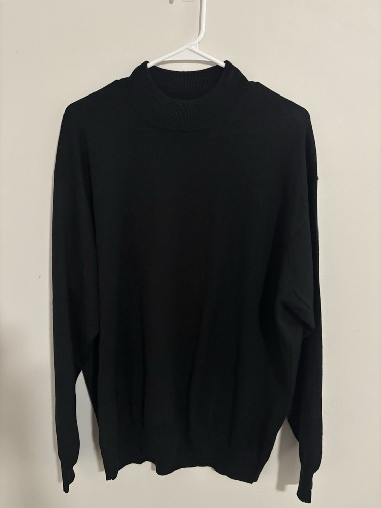 Men’s Bergdorf Goodman Black Wool Silk And Cashmere Sweater Size Large