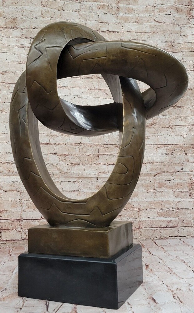 Modern Abstract Bronze Sculpture with Marble Base 92 LBS Huge Masterpiece Art-image