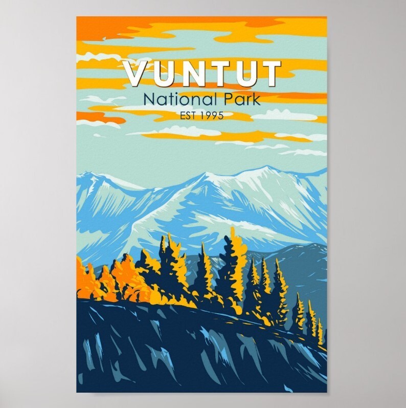 Vuntut National Park Canada Travel Art Vintage Poster