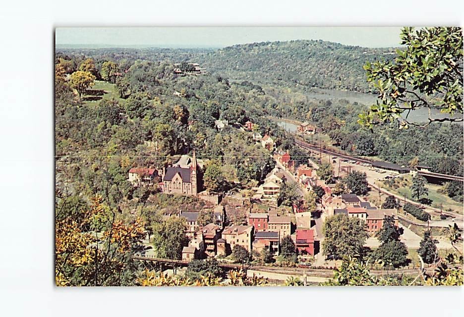 Postcard Aerial View of the Town Harpers Ferry West Virginia USA