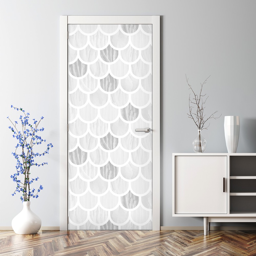 Bubble-Free Watercolor Scallop Brush Stroke Door Sticker Flop Decor