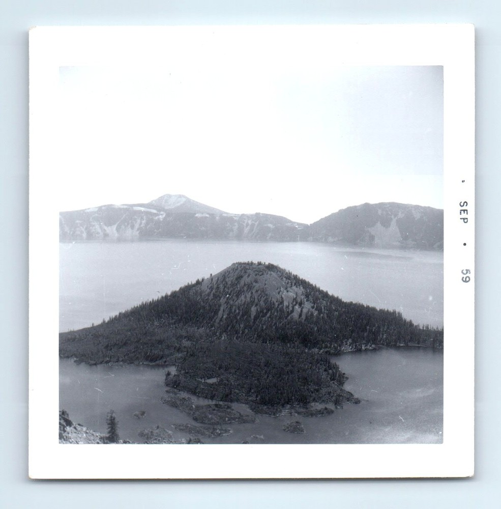 Old Vintage Square Photo LANDSCAPE CRATER LAKE OREGON SNAPSHOT PHOTOGRAPH