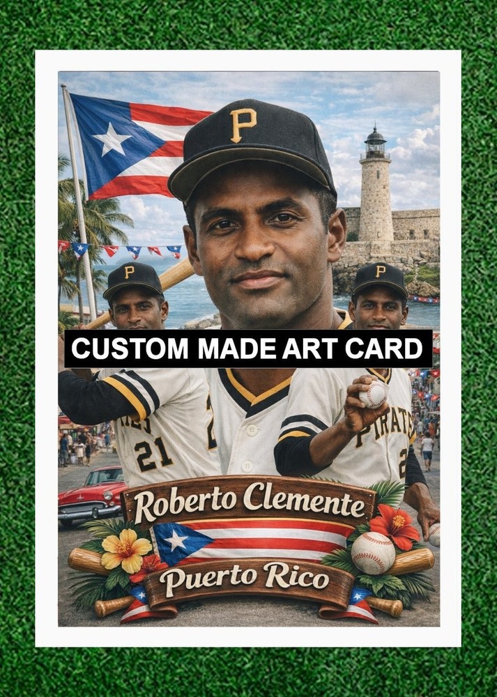 Roberto Clemente Pittsburgh Pirates Custom Made Baseball Art Card