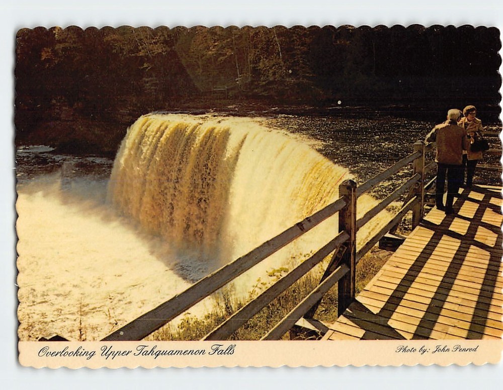 Postcard Overlooking Upper Tahquamenon Falls Paradise Michigan USA