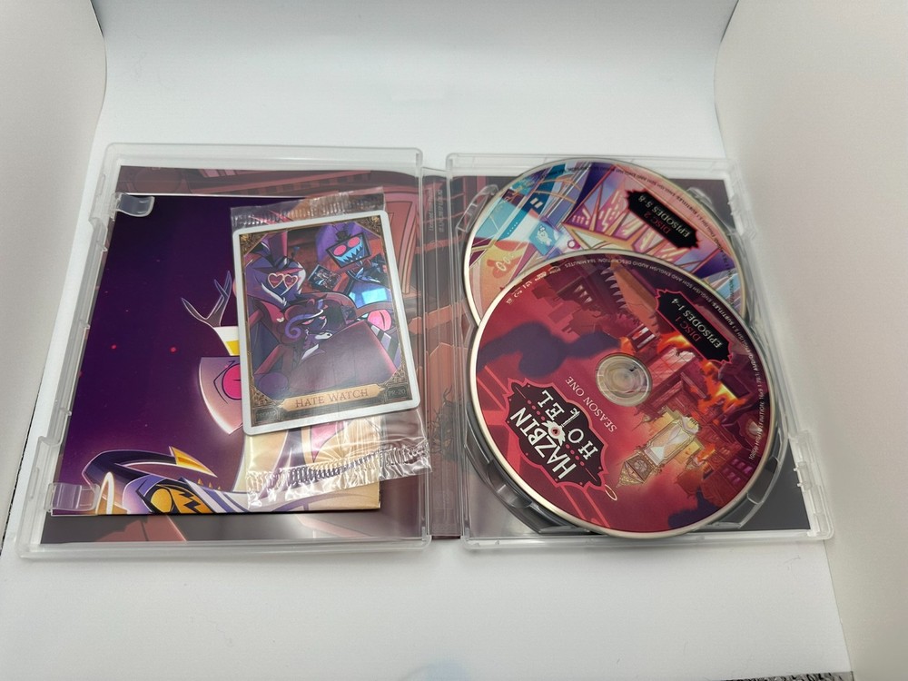 Hazbin Hotel Official Season 1 Blu Ray with Poster and White Foil Promo Card