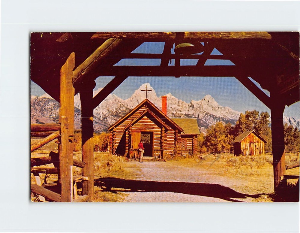 Postcard Chapel Of The Transfiguration Jackson Hole Moose Wyoming USA