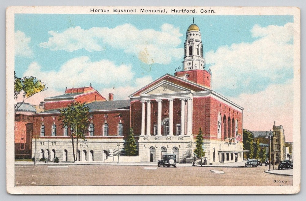 Vintage Horace Bushnell Memorial Hartford CT Postcard 1930s Architecture