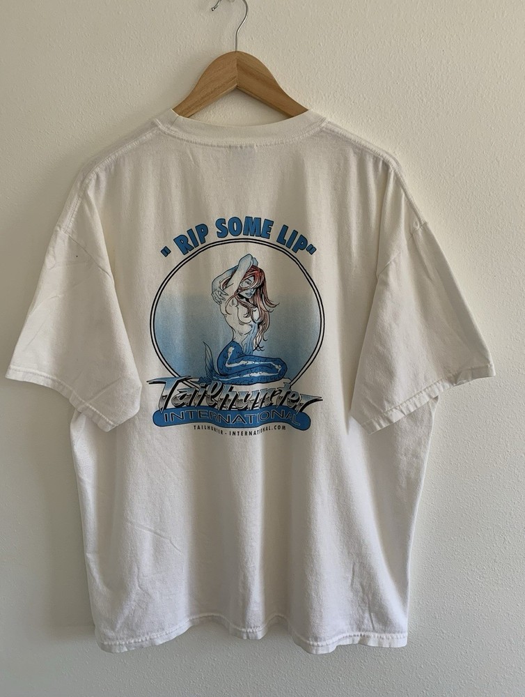 Vintage “Rip Some Lip” Girl Graphic Boxy Pocket T Shirt White Size XXL