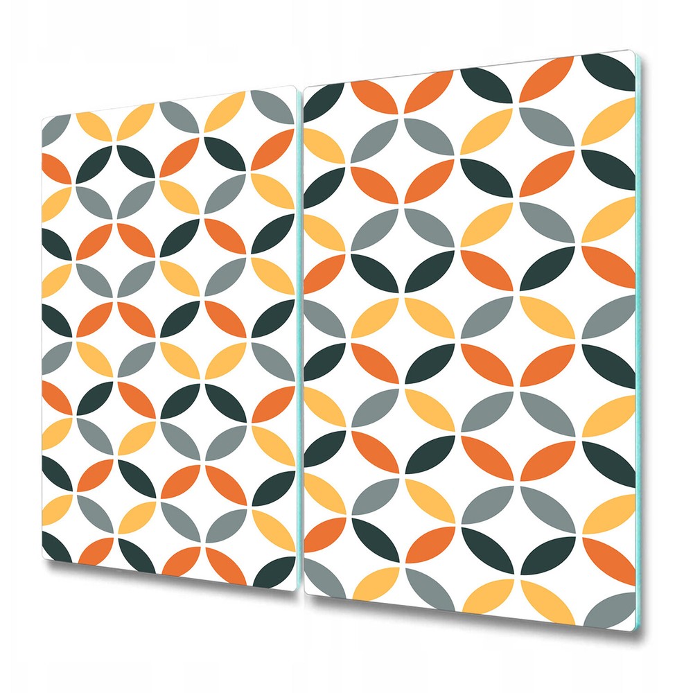 Glass Induction Ceramic Hob Cover Orange Geometric orange grey and white art