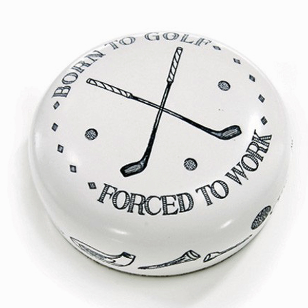 BORN TO GOLF SCRIMSHAW INSPIRED PAPERWEIGHT