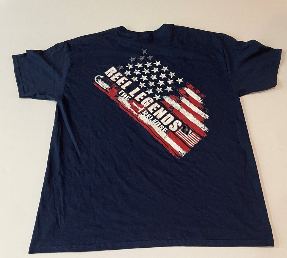 Reel Legends Americana Release Men’s T-Shirt Blue Short Sleeve - Free Shipping