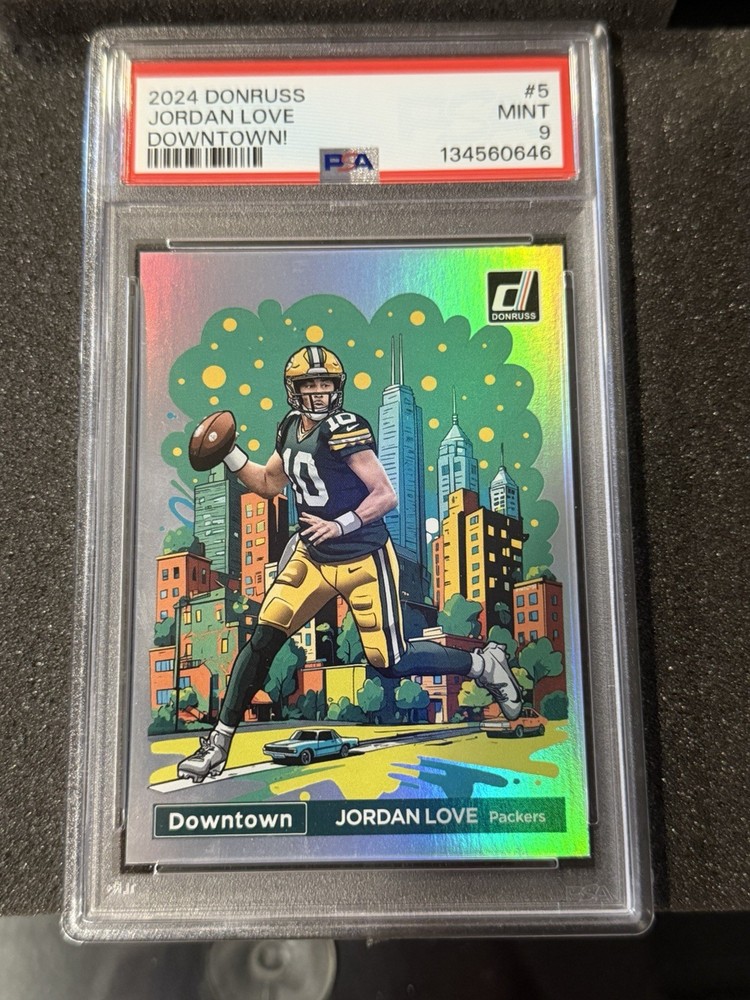 2024 Panini Donruss Jordan Love Green Bay Packers Downtown! #5 PSA 9 Mint