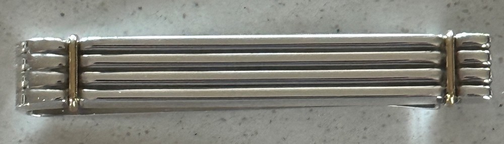 Georg Jensen   Tie Bar Clip  Sterling Silver 925  & Gold Made in Denmark