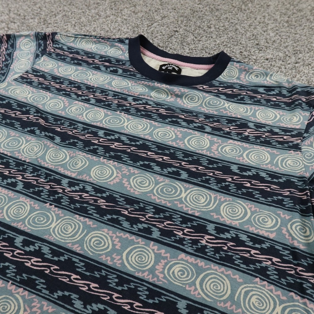 Billabong Shirt Mens L Blue Abstract Geometric AOP Graphic Skate Grunge Surf Y2K-image