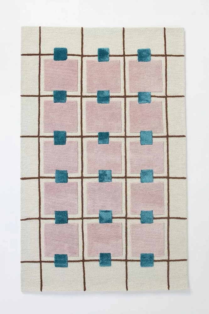 Greer Handmade Wool Silk Tufted Mauve Rug Modern Abstract Design Area Carpet