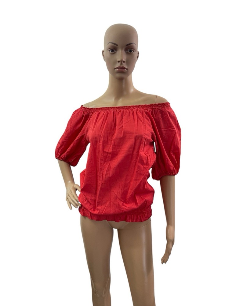 Old Navy Women’s Size Small Short Sleeve Off The Shoulder Solid Red Top
