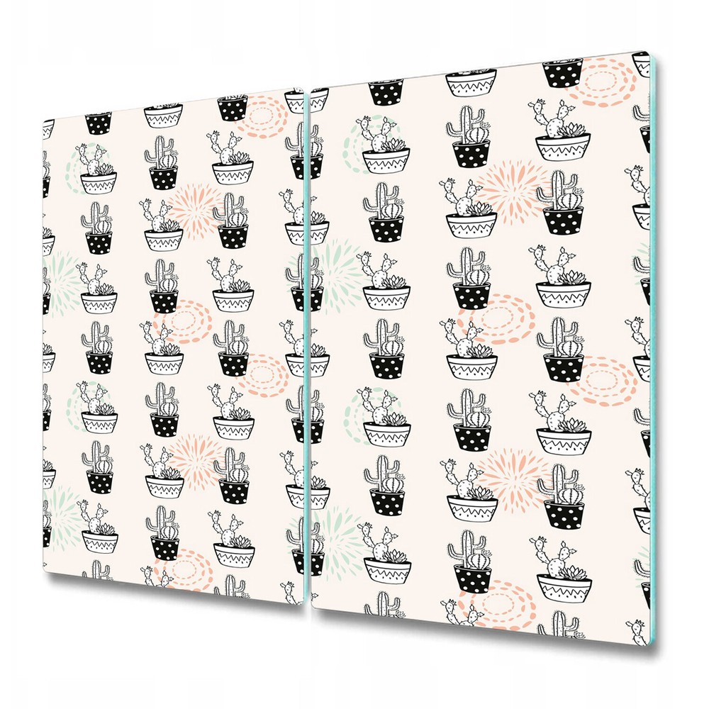 Glass Kitchen Chopping Serving Board Worktop Saver Pink cactus Cacti 2x30x52