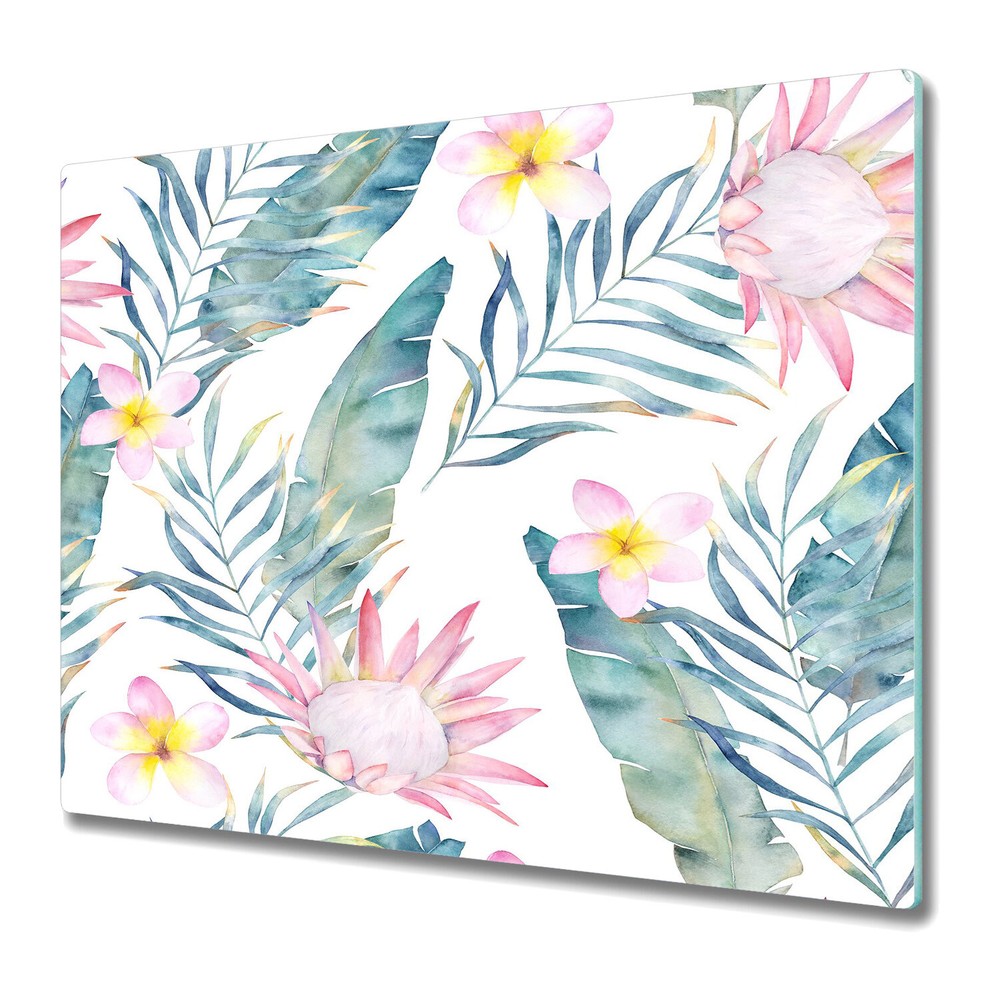 Glass Induction Ceramic Hob Cover Pale Pink Flowers | Pale Floral | 60x52