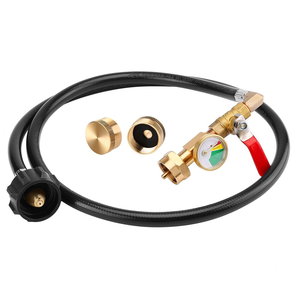 Propane Refill Adapter Hose with Gauge, 4 FT/48 Inch Propane Tank Refill Adap...