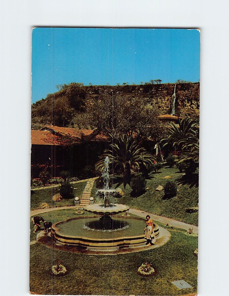Postcard Patio garden and fountain Balneario De San Jose Purua Jungapeo Mexico