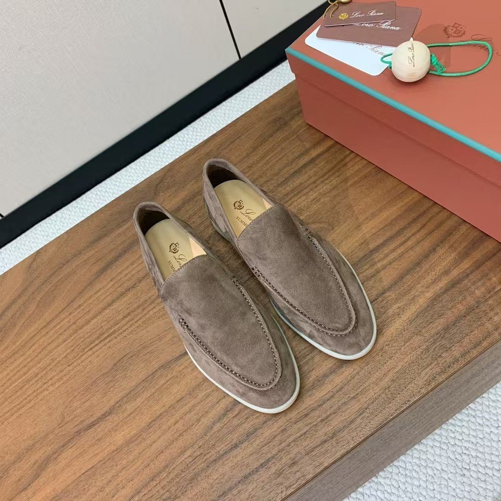 LORO PIANA Suede Summer Walk Loafers Men - Light brown, Slip On
