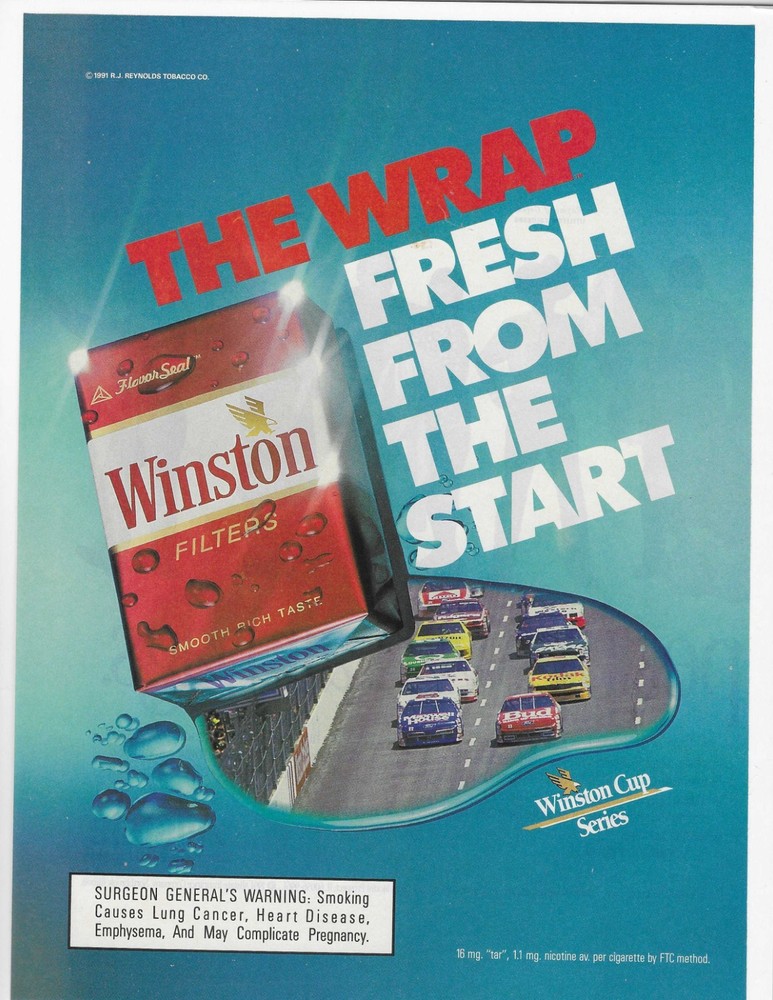 Winston Cup Series   Winston Filters Cigarettes Original Print Ad