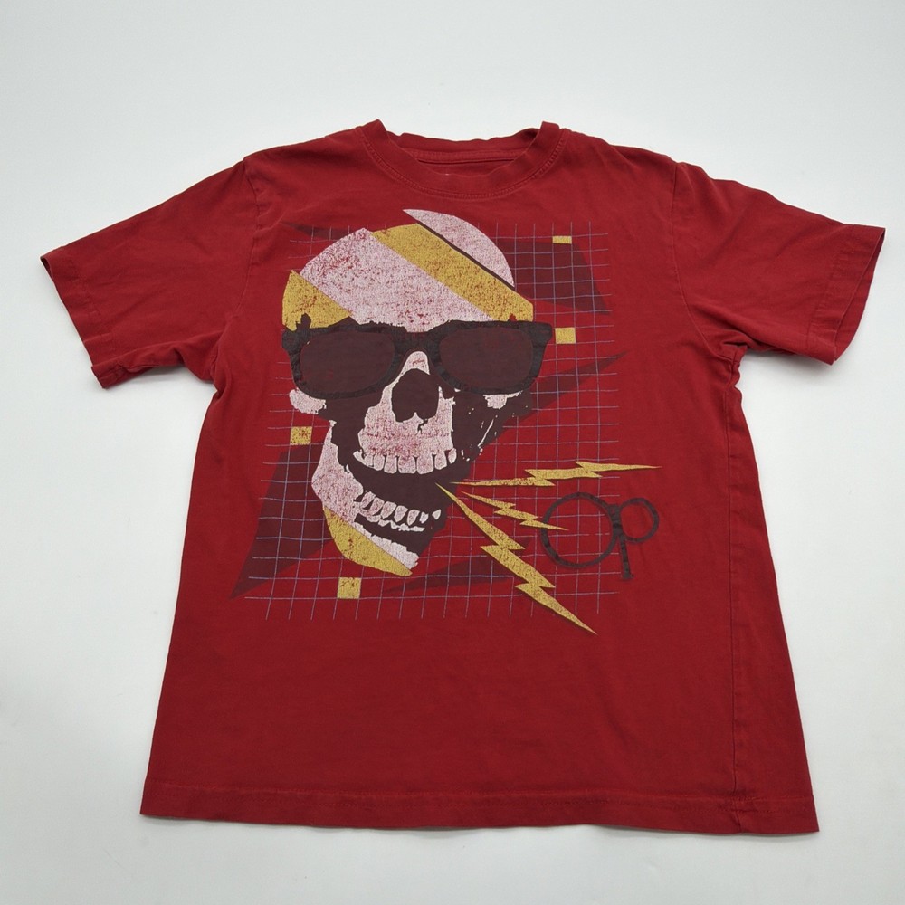 Op T-shirt Youth Boys Size M 8Y Red Graphic Print Logo 100% Cotton.#42043