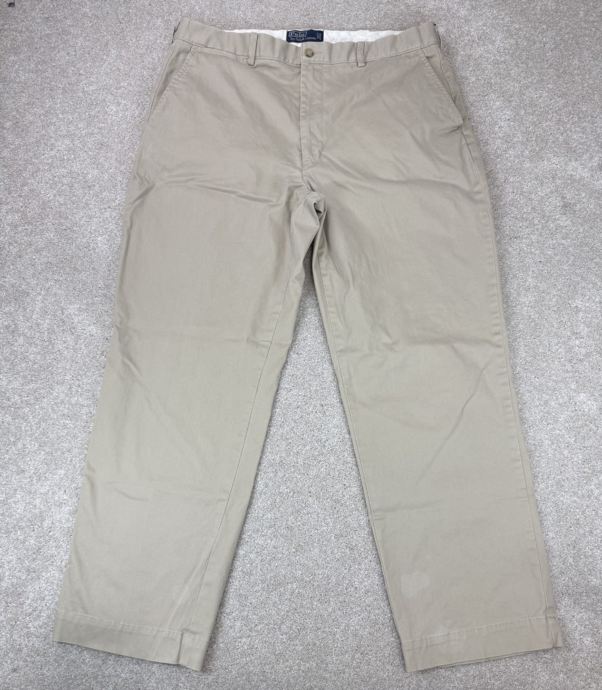 Polo Ralph Lauren Men's Chino Pants 38x30 Tan Khaki Stretch Straight Fit Preppy