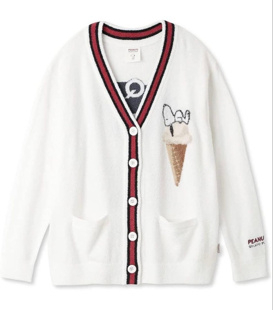 gelato pique PEANUTS Snoopy Smoothy Cardigan White Free Size New Tag