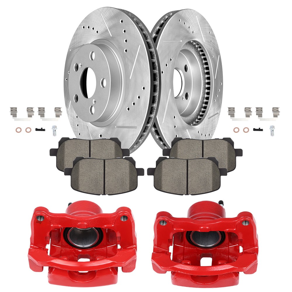 2005-06 Toyota Corolla Front Brake Calipers with Ceramic Pads and Rotors