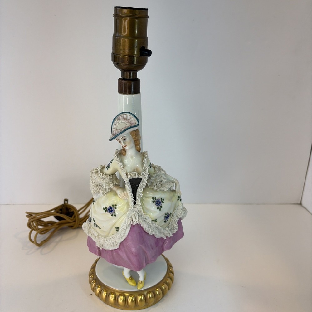 VINTAGE COLLECTIBLE PORCELAIN  LADY TABLE LAMP Germany Branded & Numbered