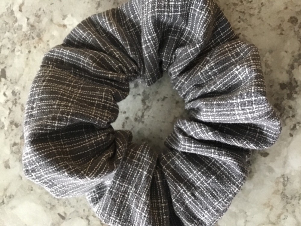 Grey Plaid Christmas Scrunchies Hair Elastics Perfect Stocking Stuffer Gift