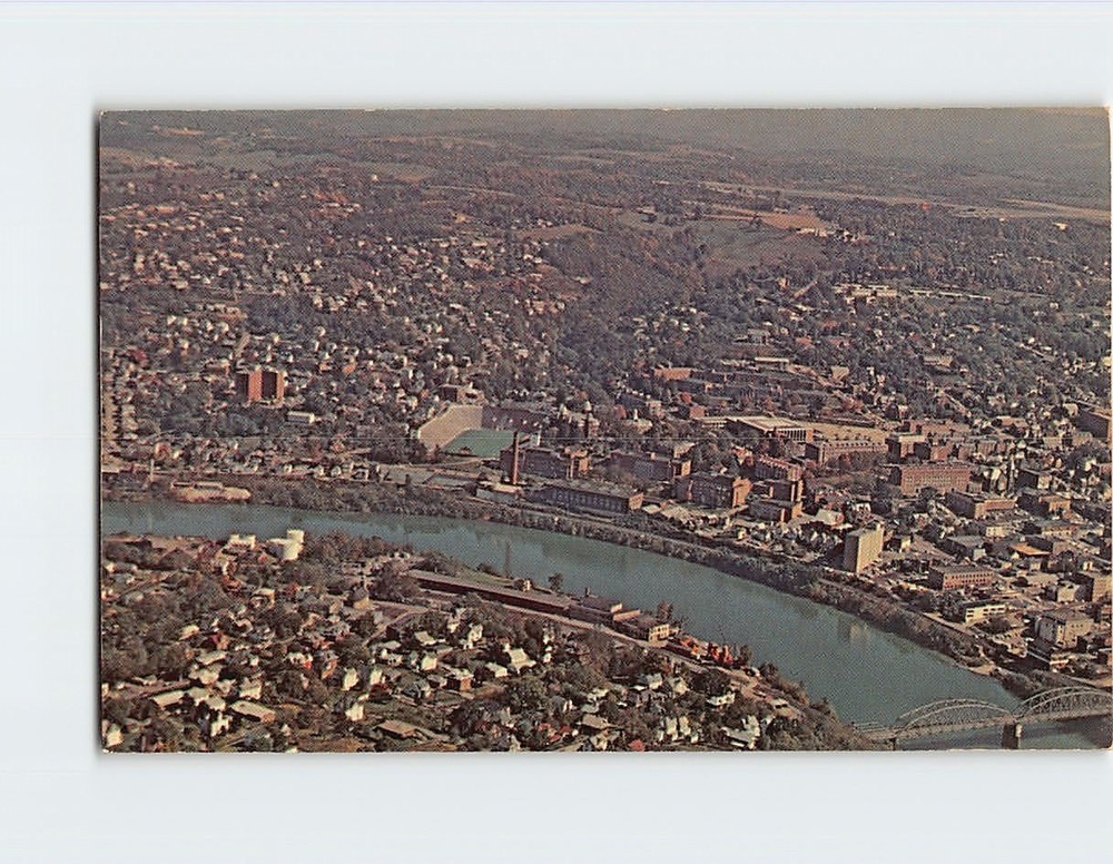 Postcard Aerial view of Downtown Campus of the Uni. of West Virginia USA