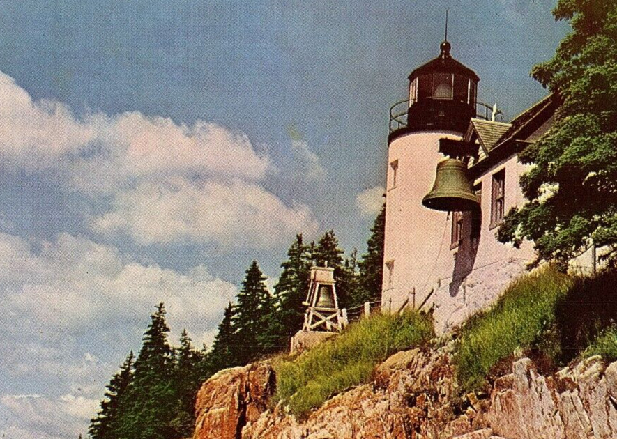 Bass Harbor Lighthouse Ocean Acadia National Park Maine 💥 Vintage Postcard 💥-image