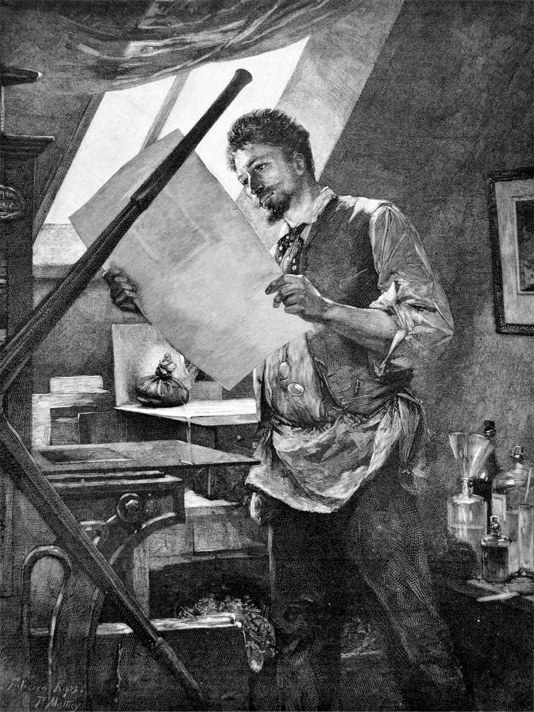 Black & white working scene Decorative Poster. Home Graphic Art Design 4000