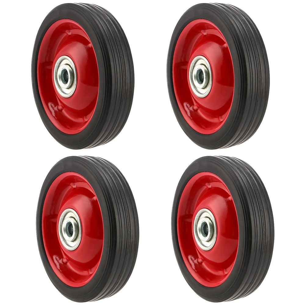 PINGEUI 4 PCS 5 x 1.2 Inch Solid Rubber Tire, Flat Free 5 inch, black, red