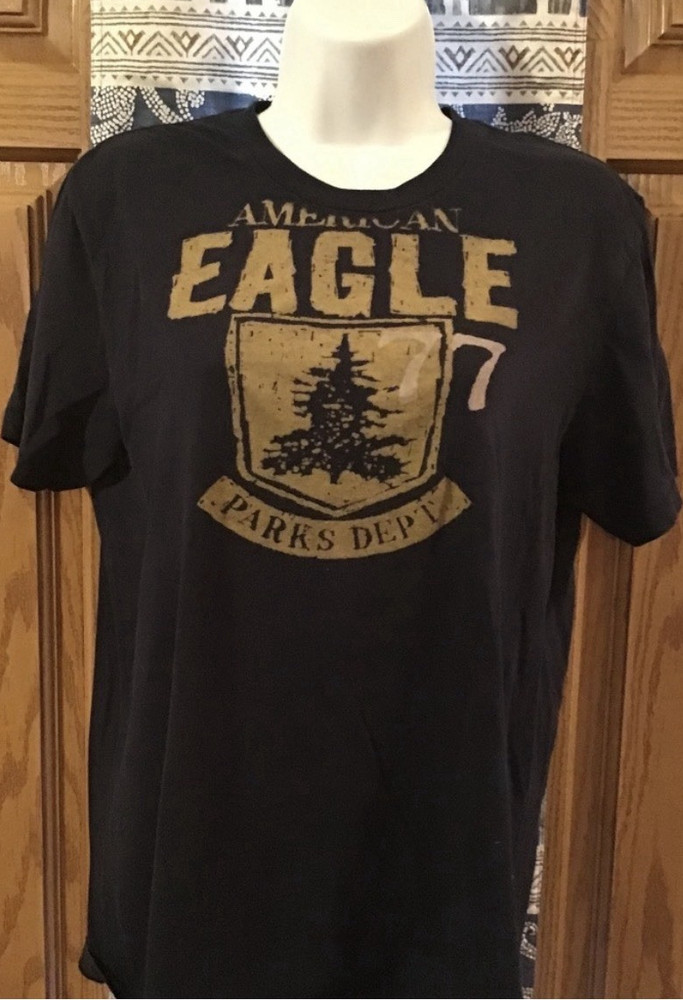 American Eagle Outfitters Black Crew Neck Vintage Fit Graphic T-Shirt Men's S