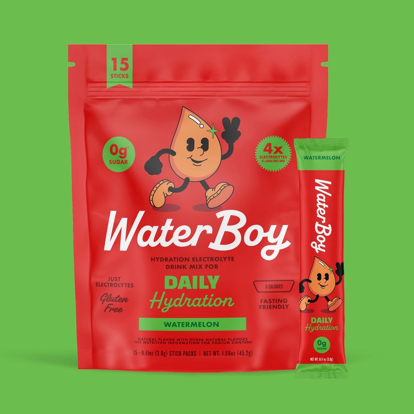 WATERBOY DAILY HYDRATION Zero sugar, naturally sweetened WATERMELON 15 PK