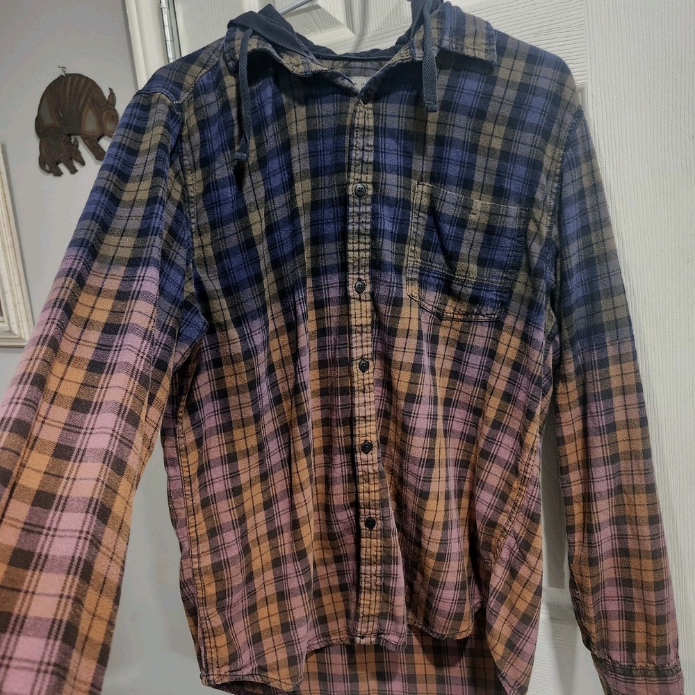 Decree Plaid Flannel Hoodie Shirt L Women's Grunge Skater Y2K 90s Inspired