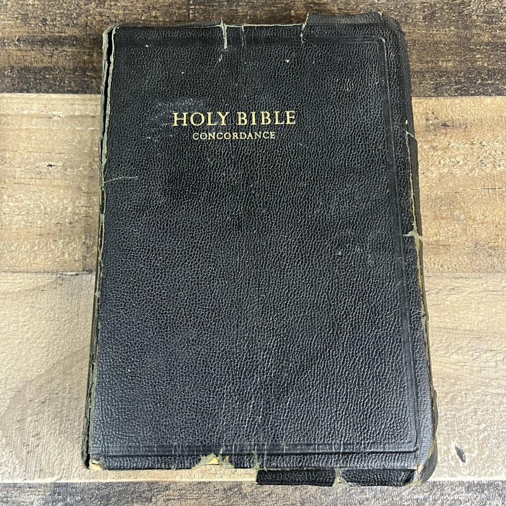 1950s Holy Bible KJV Leather Red Letter Edition Concordance World Publishing