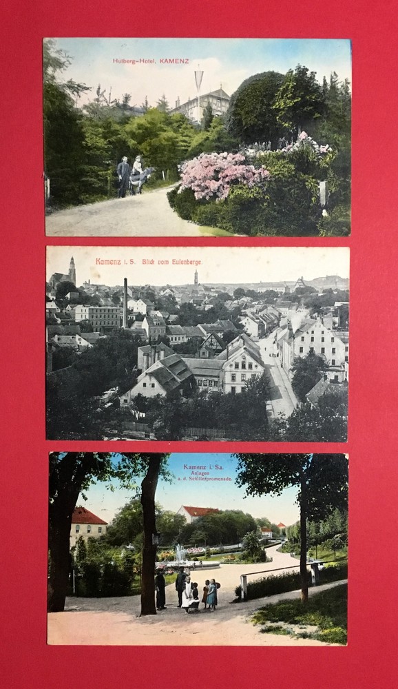 3 x Postcard Kamz 1912/13 Hutberg Hotel, City View and Schiller Promenade (47684