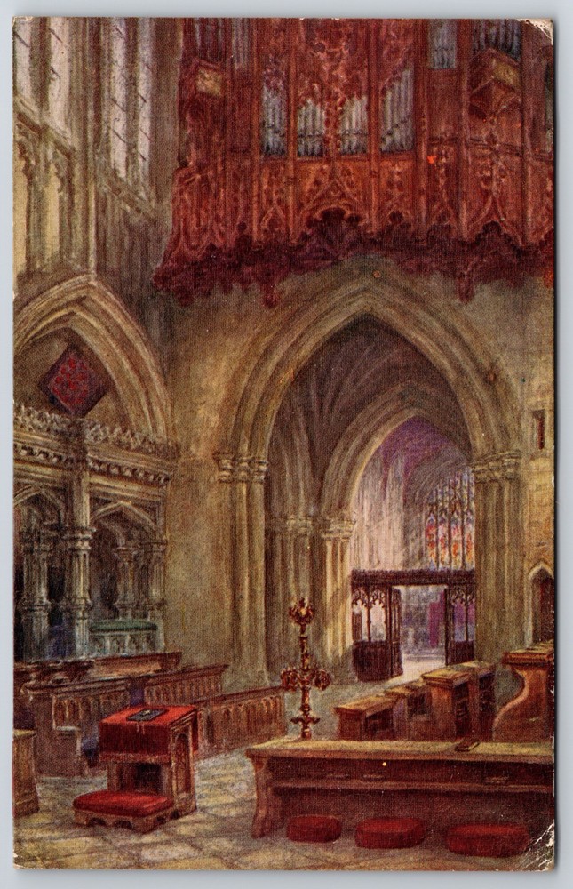 England Stratford on Avon Holy Trinity Church Choir Chancel Quatremain Postcard