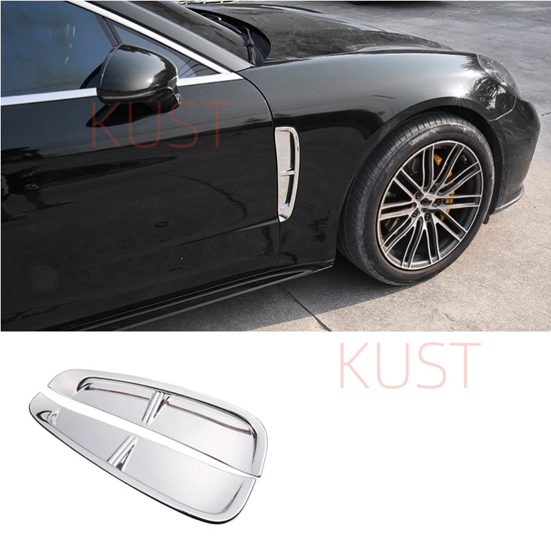 ABS Silver Car Air Flow Vent Side Decor Trim 2PCS For Porsche Panamera 2017-2021