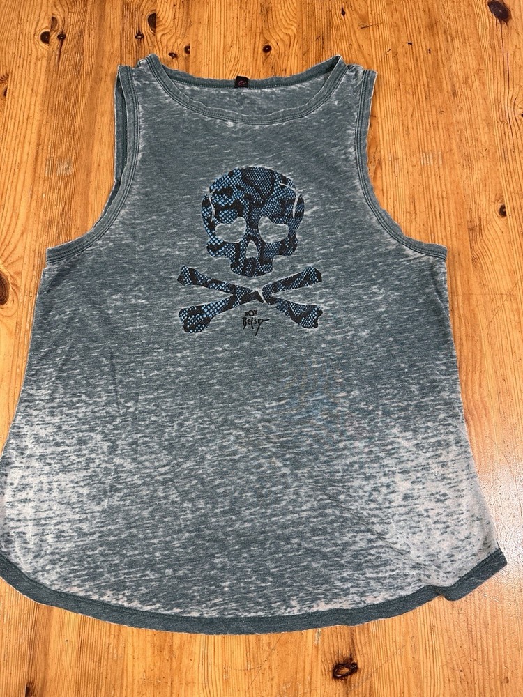 Betsey Johnson Skull Tank Top Green Performance Activewear size Small