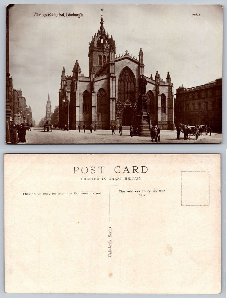 St. Giles Cathedral Edinburgh Scotland Antique Postcard Caledonia Series JV