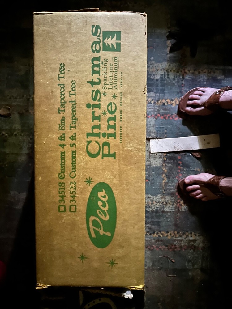 Vintage PECO Deluxe 4 Ft Aluminum 55 Branch Christmas Tree, Stand, Sleeves & Box