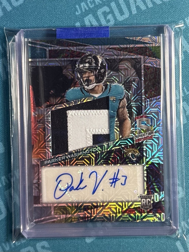 2023 Panini Spectra Rookie Patch Autographs Parker Washington Meta Prizm /10